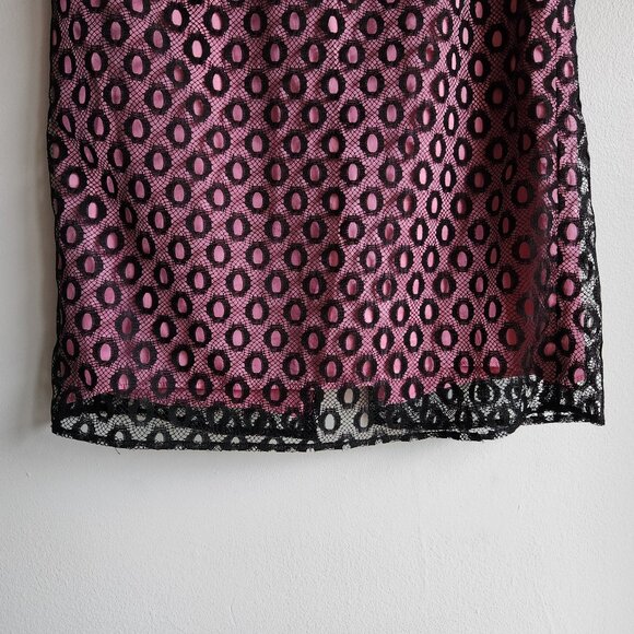 Milly of NY Pink Pencil Skirt with Black Openwork Lace - EUC - Sz 4 - Picture 6 of 16